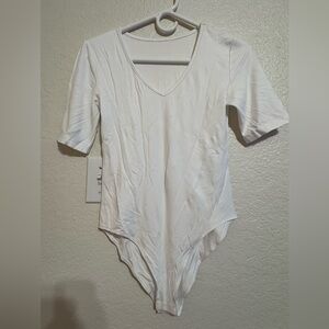 White V-Neck Women's Top